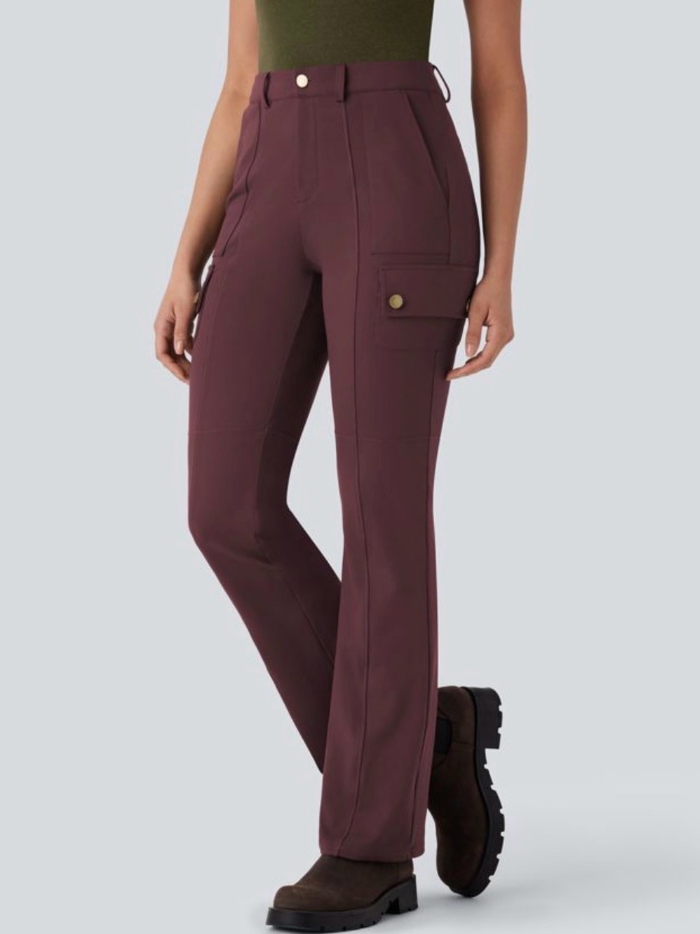 Halara DayStretch Mid Rise Pockets Hiking Cargo Bootcut Pants Size XL 16 Red